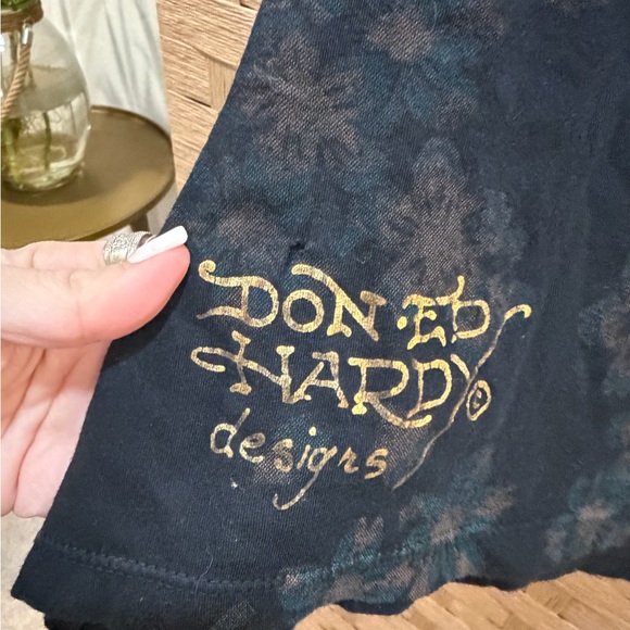 Ed Hardy Y2K 2000s Rhinestone Black Graphic Tee Size Small - Picture 4 of 7